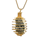 Raw Pyrite Pendant (Gold Cage)