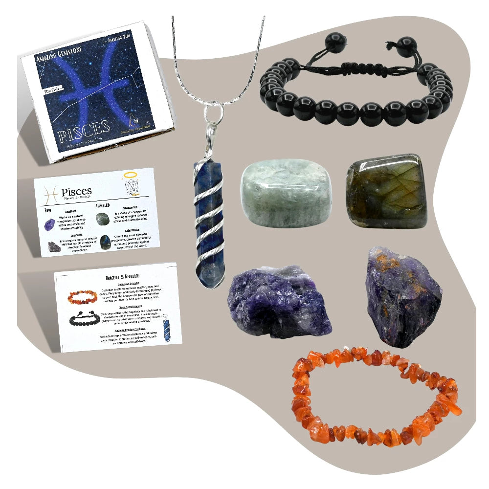 Pisces Healing Crystals and Stones Premium Set
