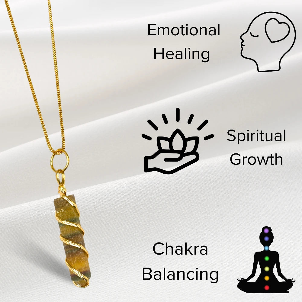 Fluorite Necklace - Spiral Pencil Point (Gold)