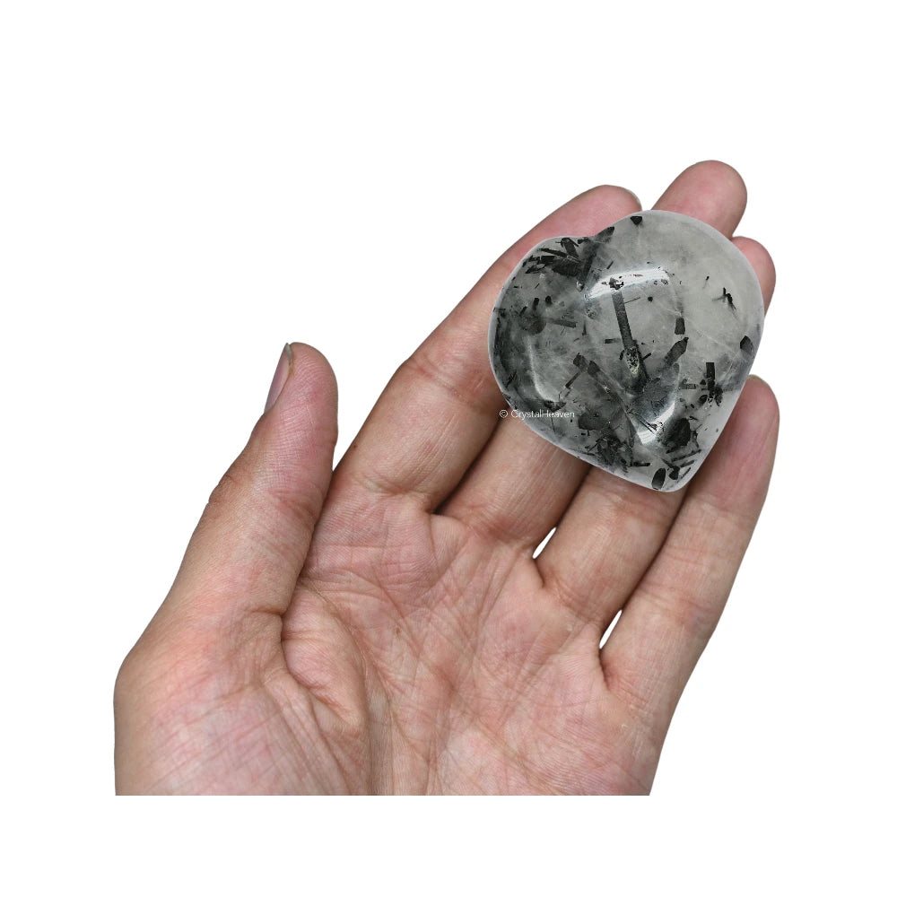 Black rutilated quartz Heart