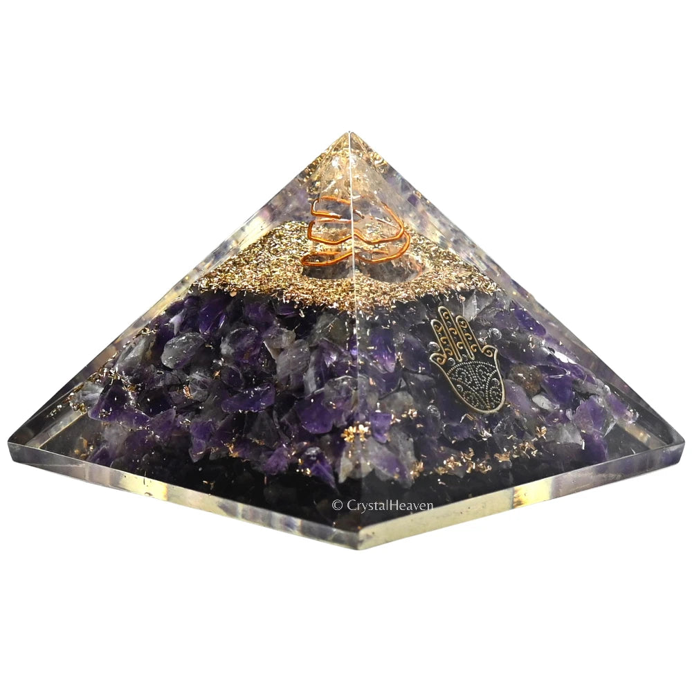 Amethyst Orgone Pyramid (Samll Hamsa)
