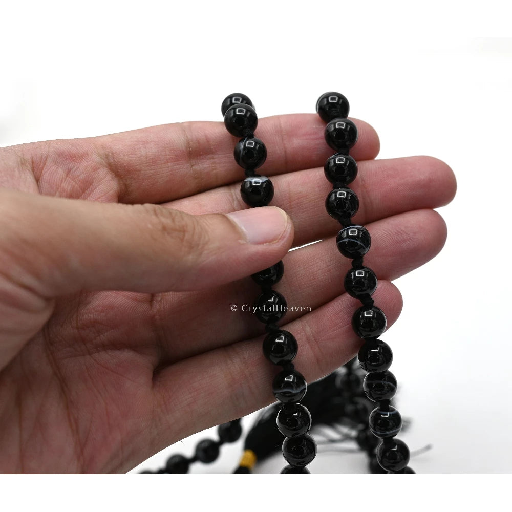 Black Sulemani Hakik Japa Mala (Hand Knotted)