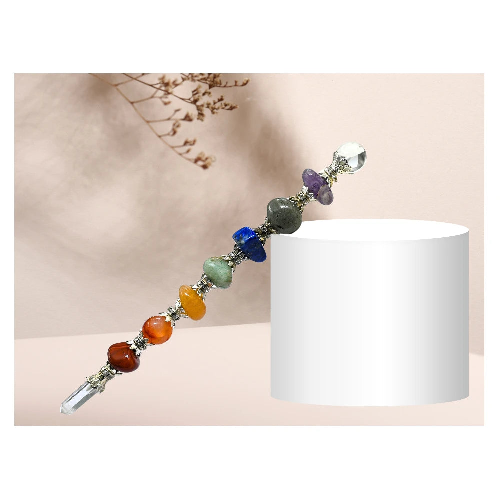 7 Chakra Crystal Tumbled Healing Stick
