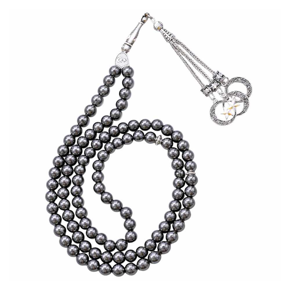 Hematite Crystal Tasbih (Silver)