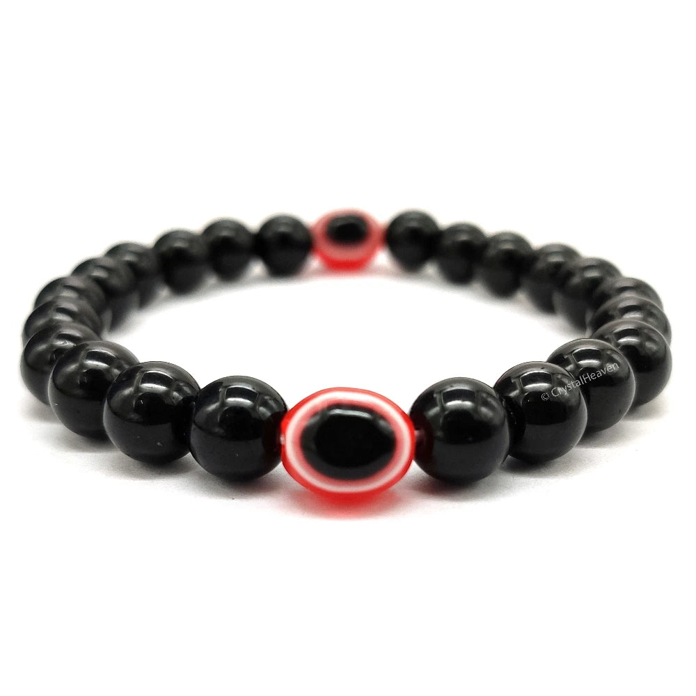 Red and Black Obsidian Evil Eye Bracelet