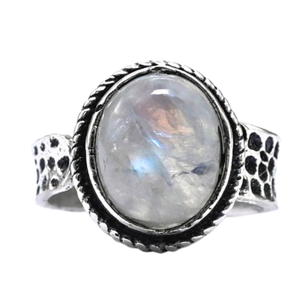 Rainbow Moonstone Ring (Silver/Oval)