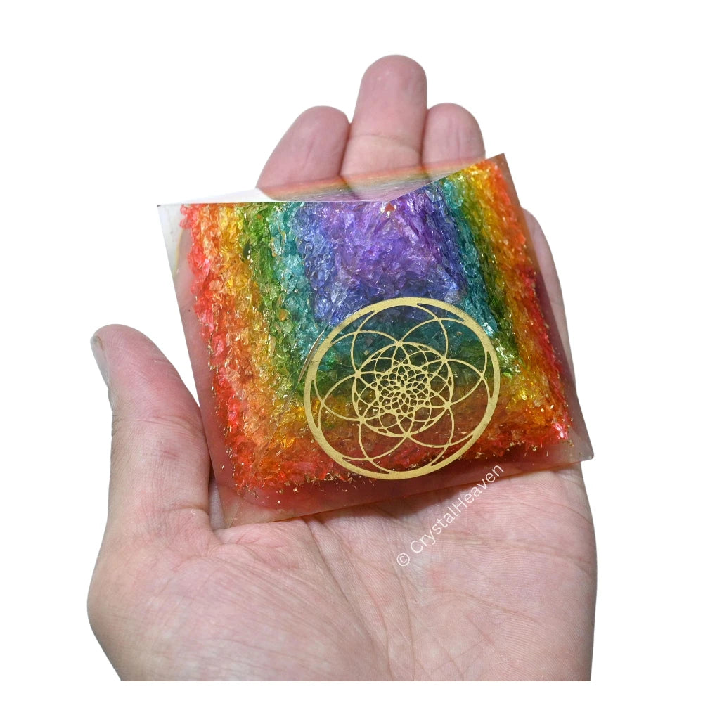 7 Chakra Onyx Orgone Pyramid (Seed Of Life)