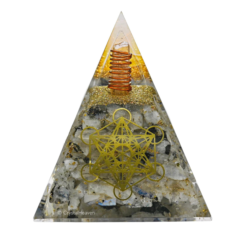 Rainbow Moonstone Crystal Orgone Pyramid - 105 mm