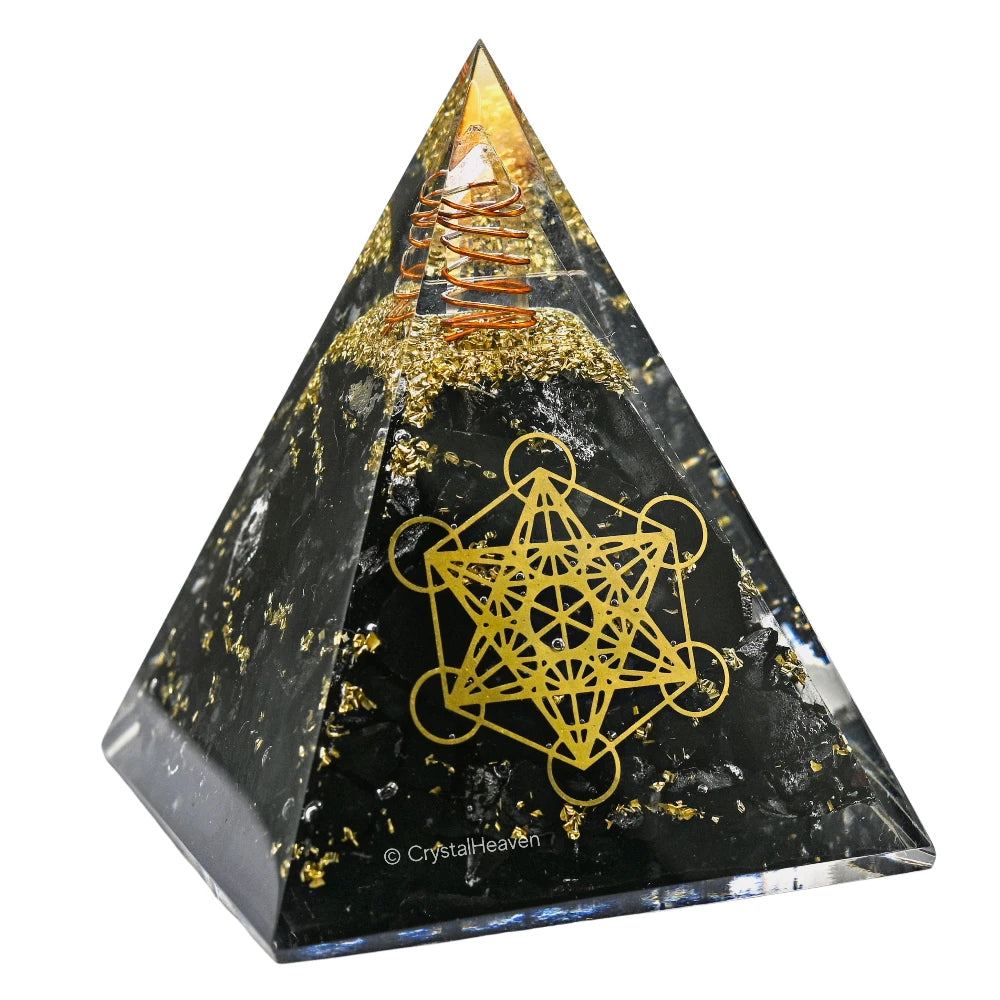 Black Tourmaline Crystal Orgone Pyramid - 105 mm