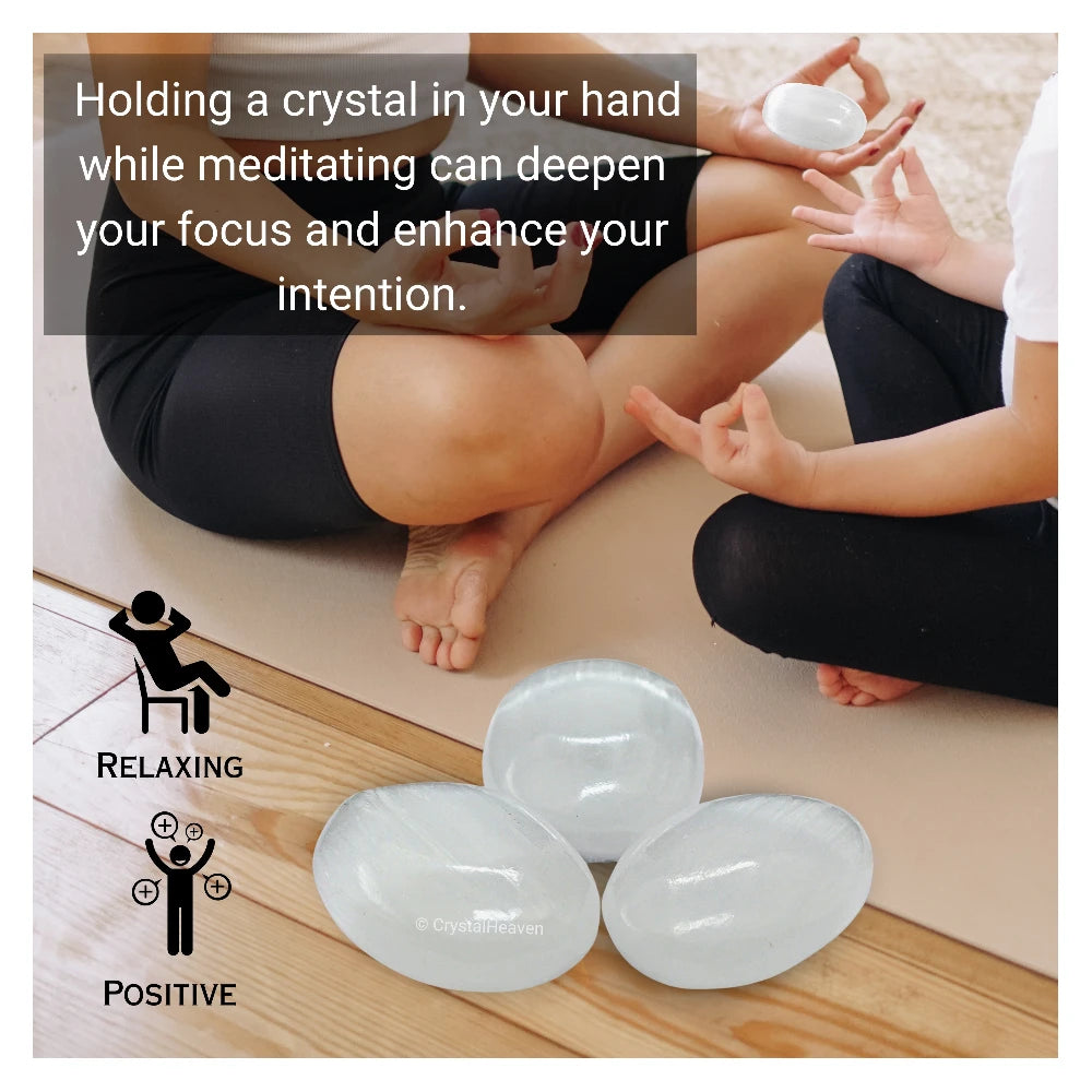 Selenite Palm Stone