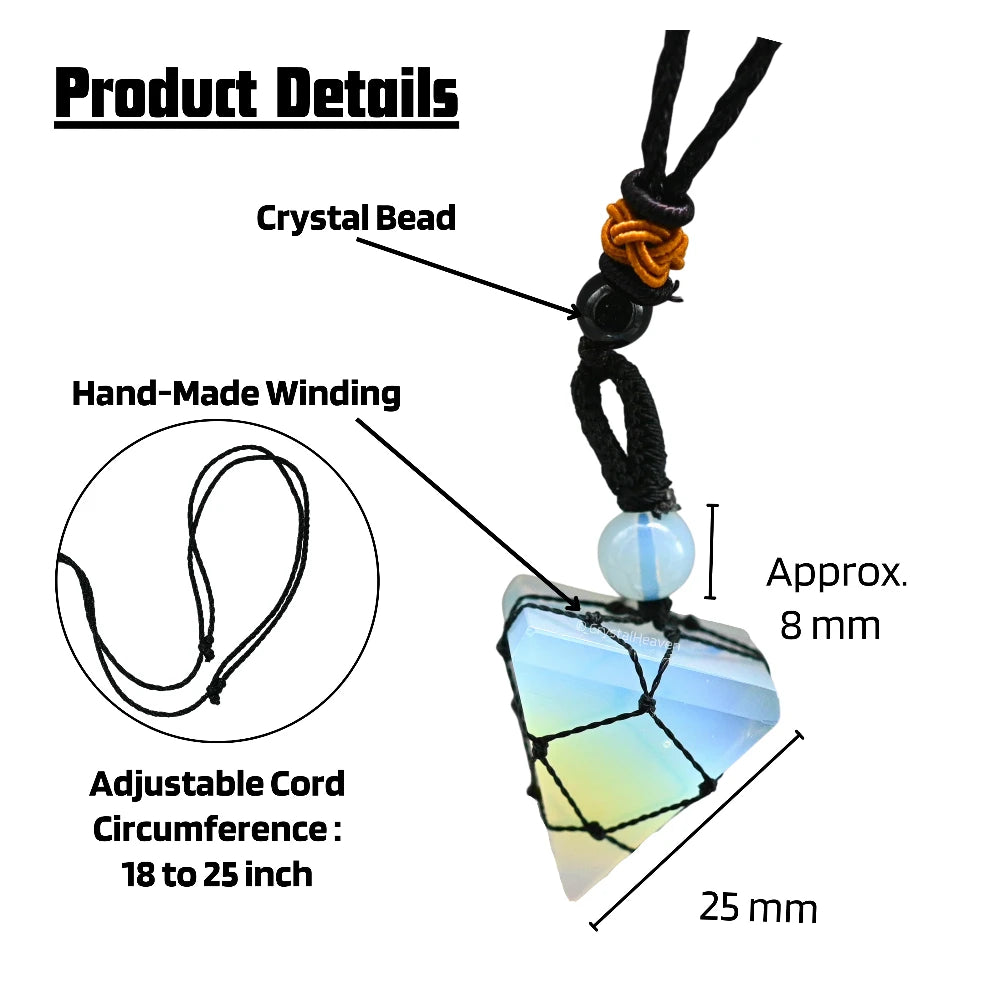 Opalite Pyramid Macrame Pendant Necklace