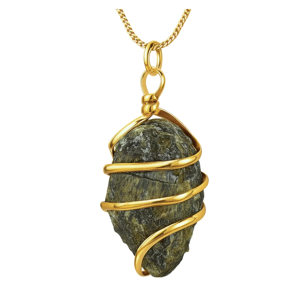 Vesuvianite Necklace - Raw Crystal (Gold)