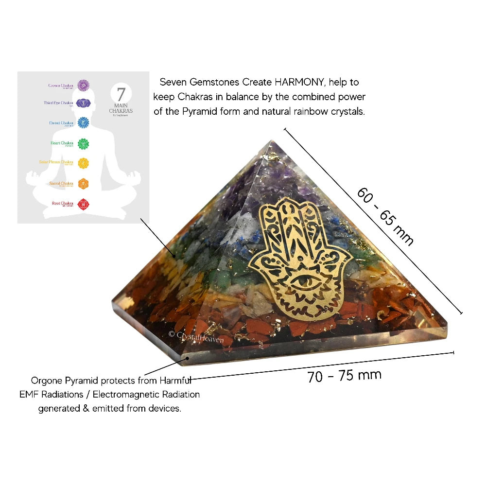 7 Chakra Orgone Pyramid (Hamsa)