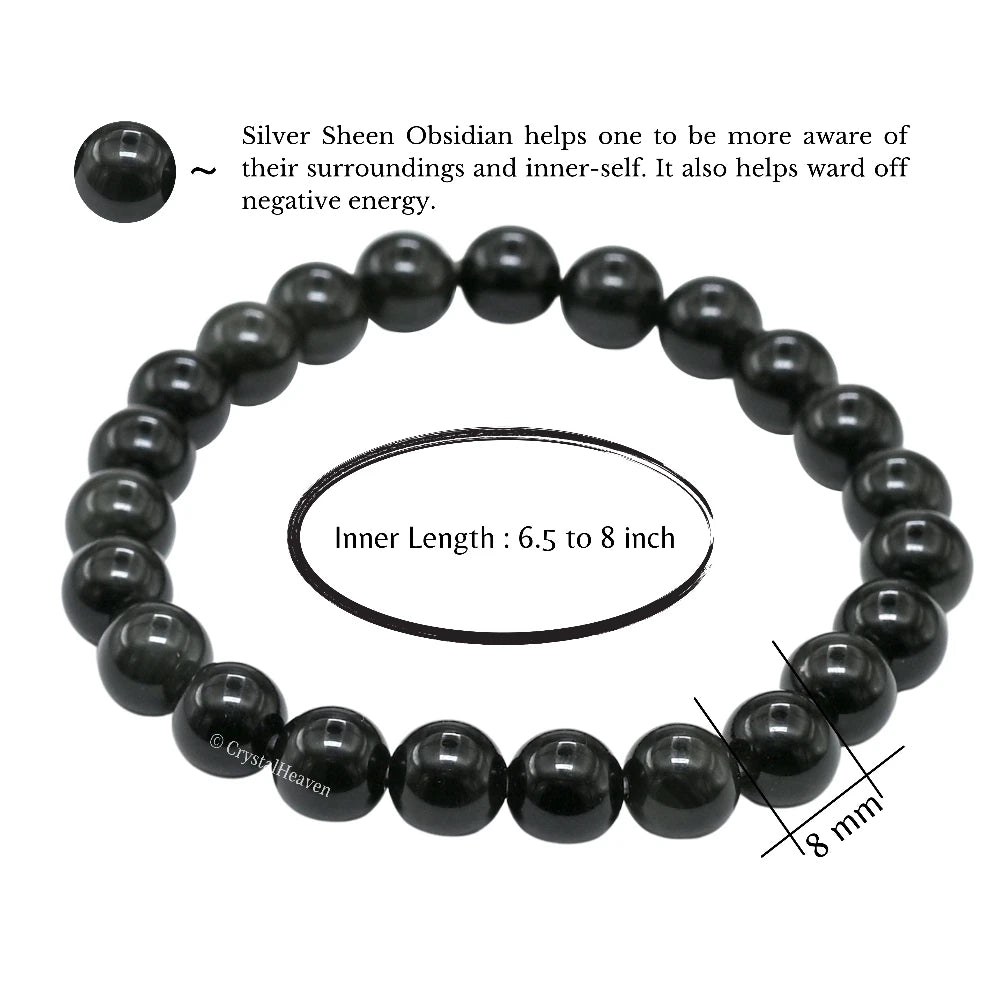 Silver Sheen Obsidian Bracelet (Elastic)