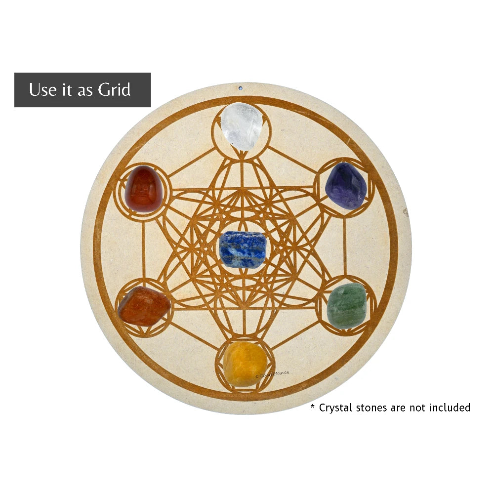 Platonic Solid Metatron Cube Sacred Geometry Wall Art Cum Crystal Grid (6 Inch)