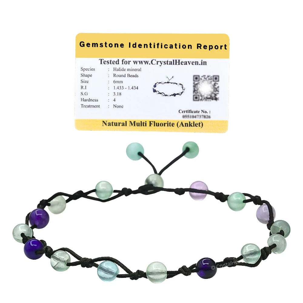 Multi Fluorite  Anklet (Hand Knotted)