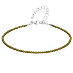 Green Cats Eye Anklet - 2mm Faceted Beads (Silver)