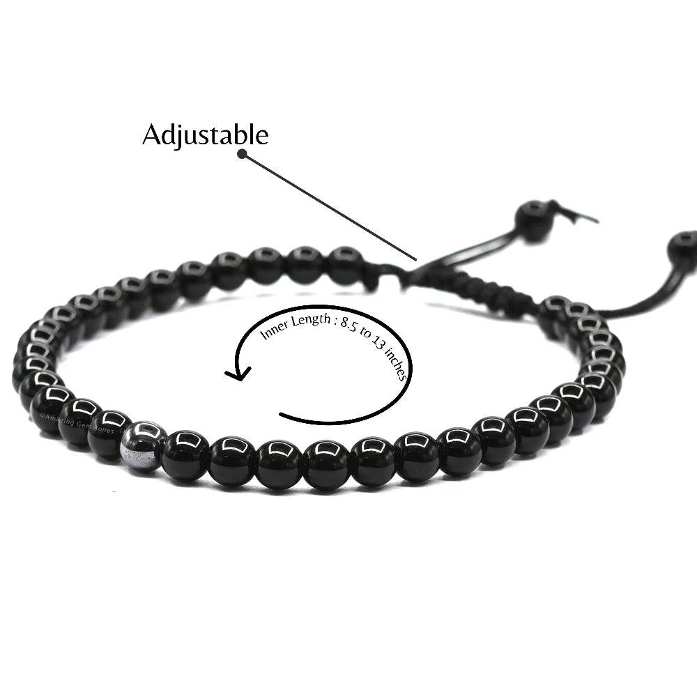 Anti Swelling Black Obsidian Hematite Set Of 3 Anklet (Without Knot)