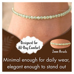 Prehnite Anklet - 2mm Faceted Beads (Silver)