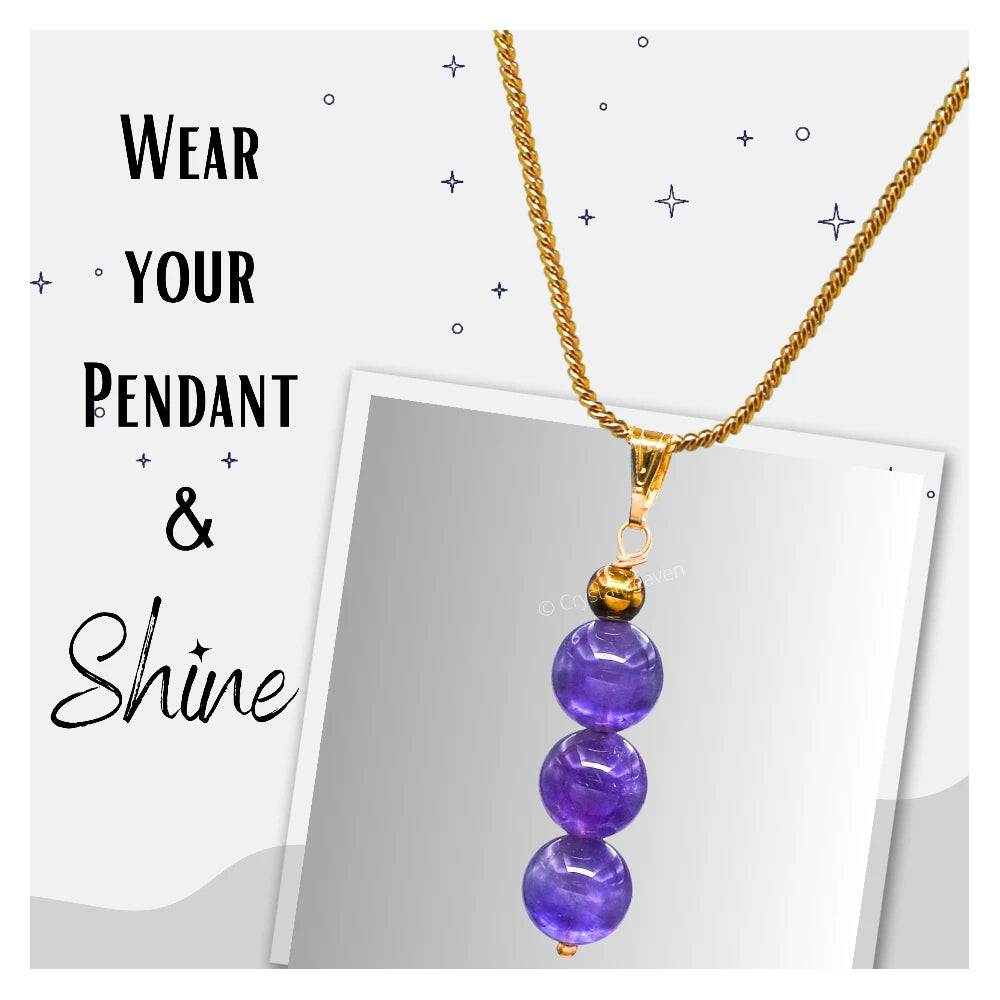 Amethyst Crystal Bead Necklace (Gold)