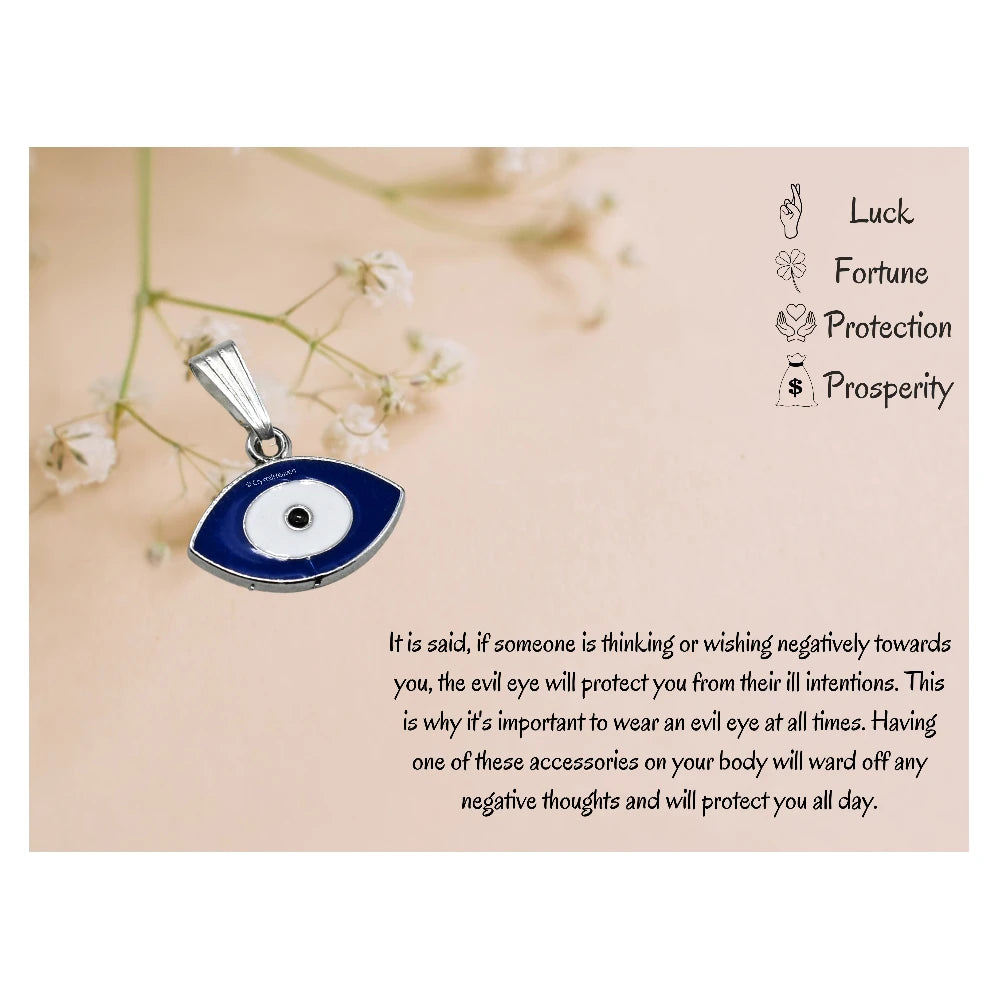 Blue Evil Eye Pendant Necklace (Silver)