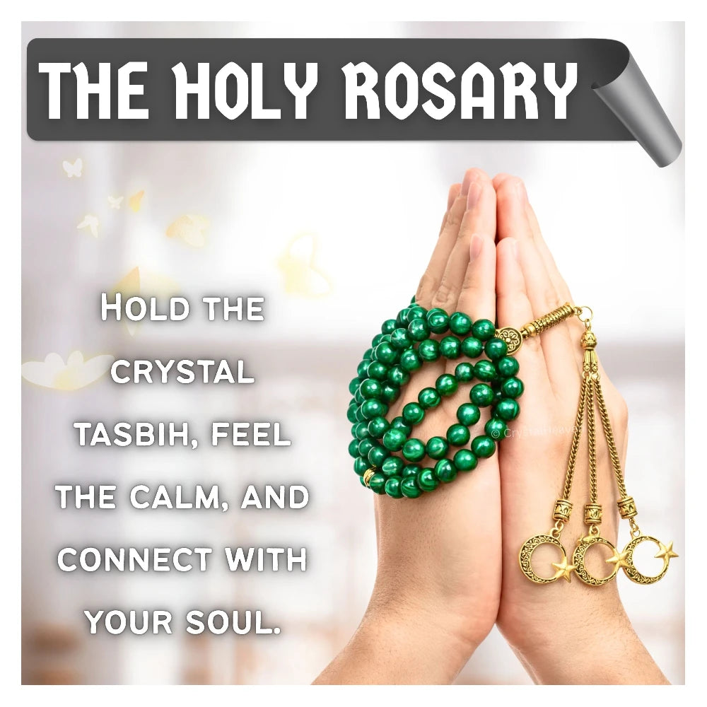 Malachite Crystal Tasbih (Gold)