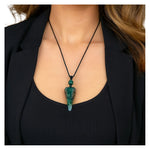Moss Agate Pendulum Pendant Necklace (Macrame)