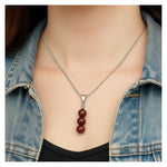 Garnet Crystal Bead Necklace (Silver)