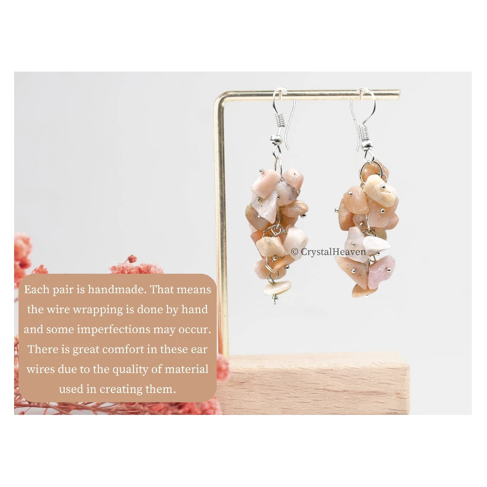Pink Opal Crystal Earrings (Silver)