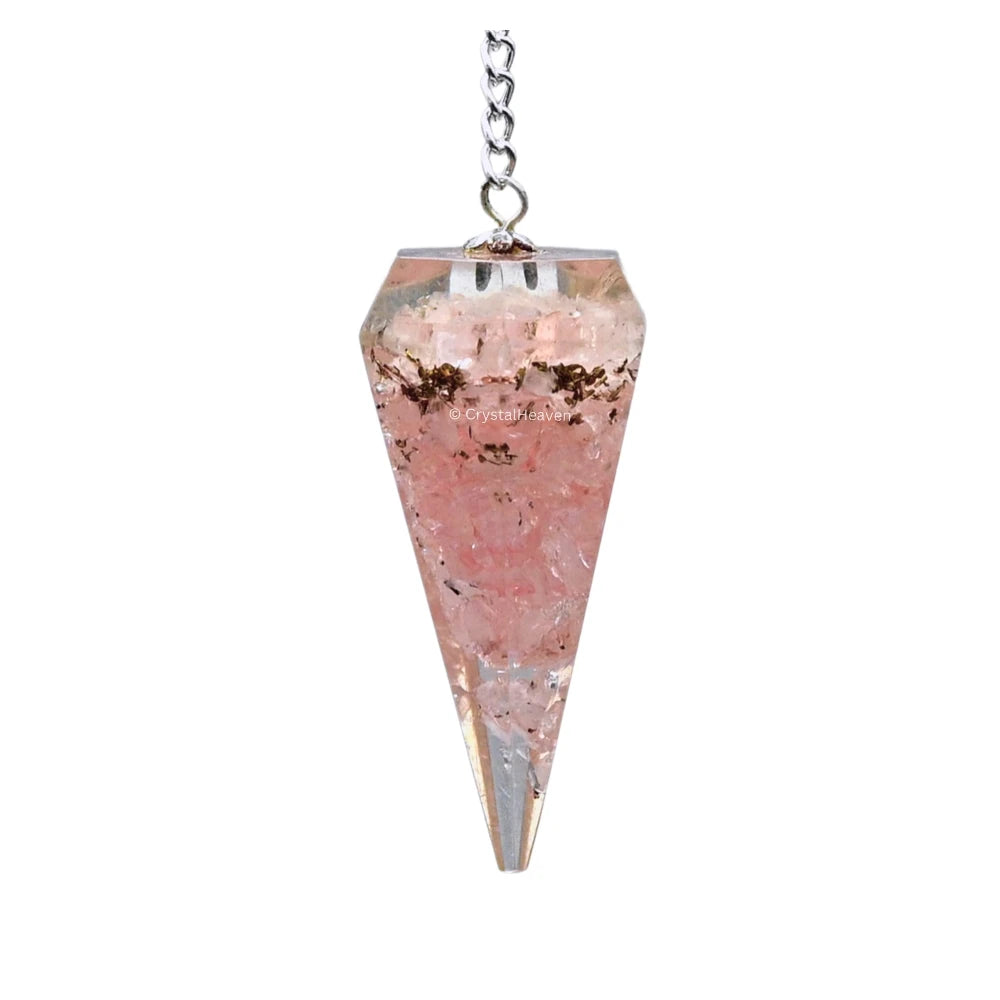 Rose Quartz Crystal Orgone Pendulum