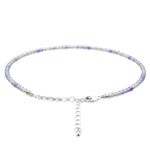 Green Fluorite Anklet - 2mm Faceted Beads (Silver)