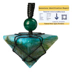 Moss Agate Pyramid Macrame Pendant Necklace