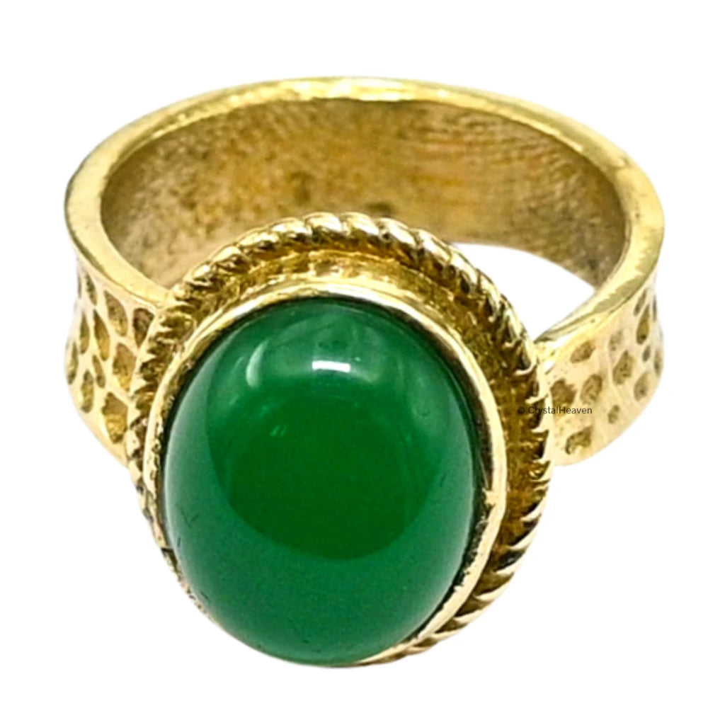 Green Aventurine Onyx Ring (Gold/Oval)