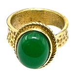 Green Aventurine Onyx Ring (Gold/Oval)