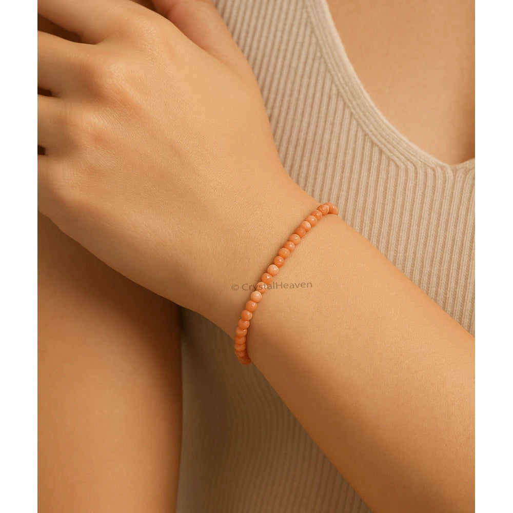 Orange Howlite Bracelets - 2mm Faceted Beads (Gold)
