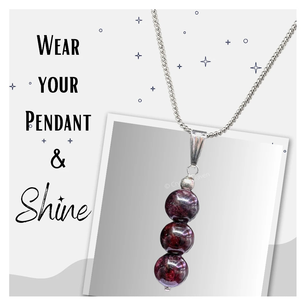 Garnet Crystal Bead Necklace (Silver)