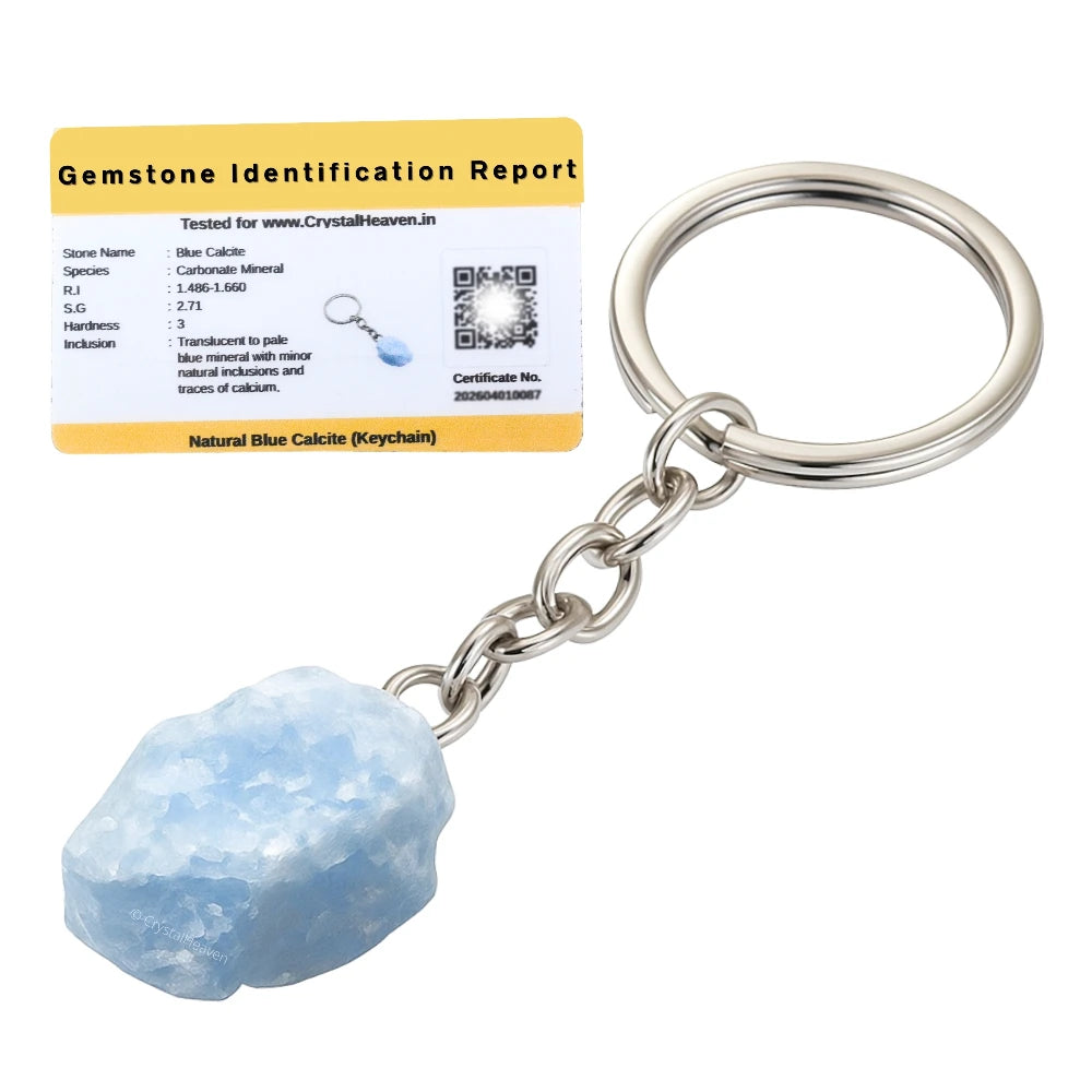 Blue Calcite Crystal Keychain (Raw)