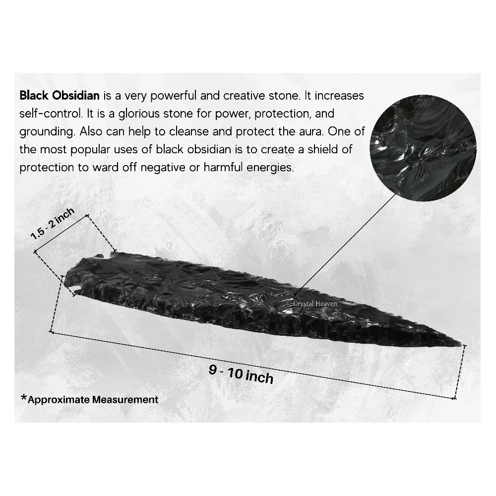 Black Obsidian Arrowhead - 9" to 10"