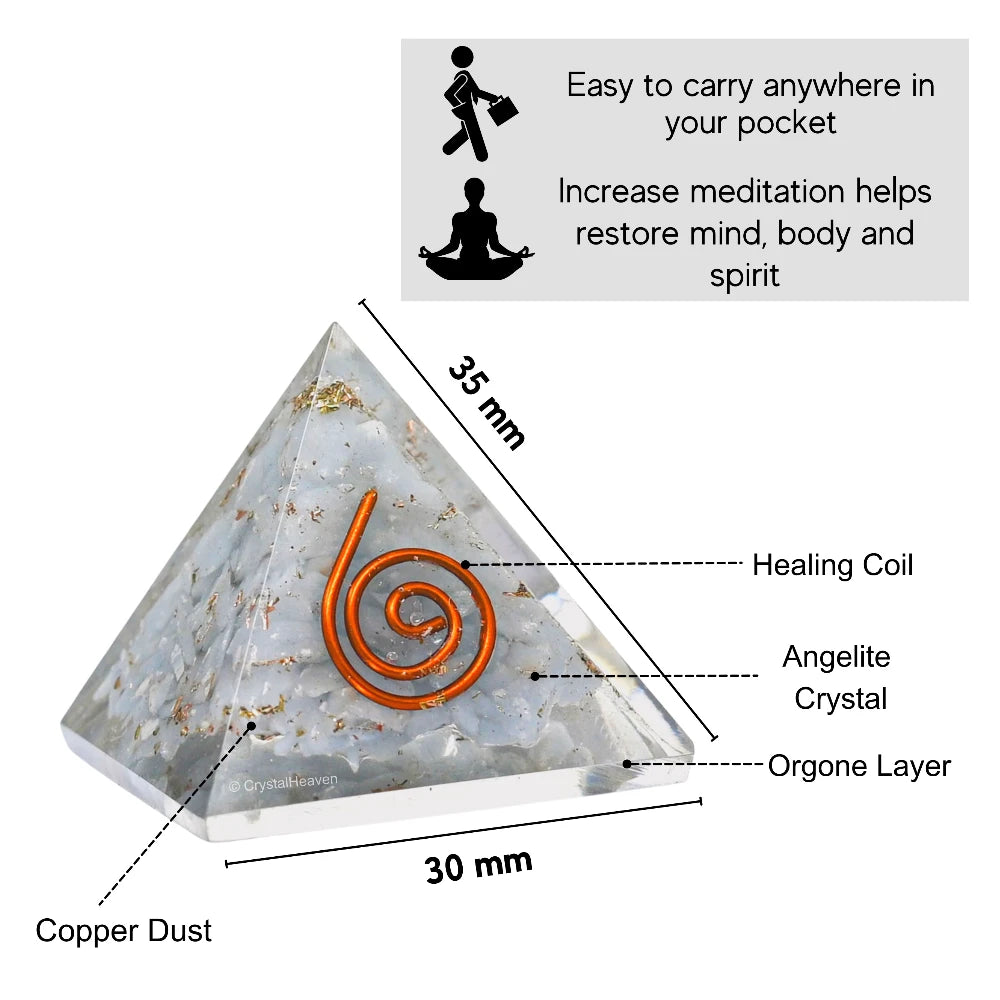 Angelite Orgone Pyramid - 30mm