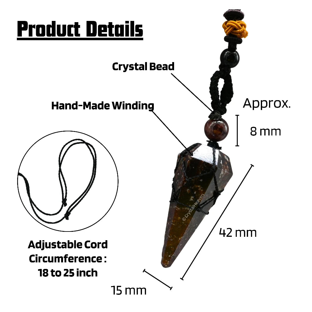 Garnet Pendulum Pendant Necklace (Macrame)