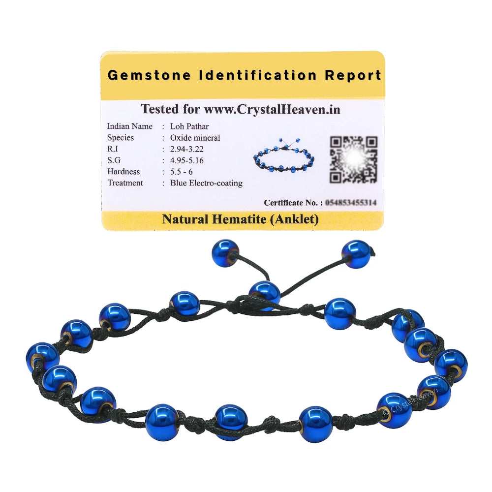 Blue Hematite Anklet (Hand Knotted)