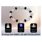 Faceted Sphatik Crystal and Karungali Bracelet (Silver Chain)