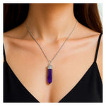 Amethyst Necklace - Pencil Point (Silver)