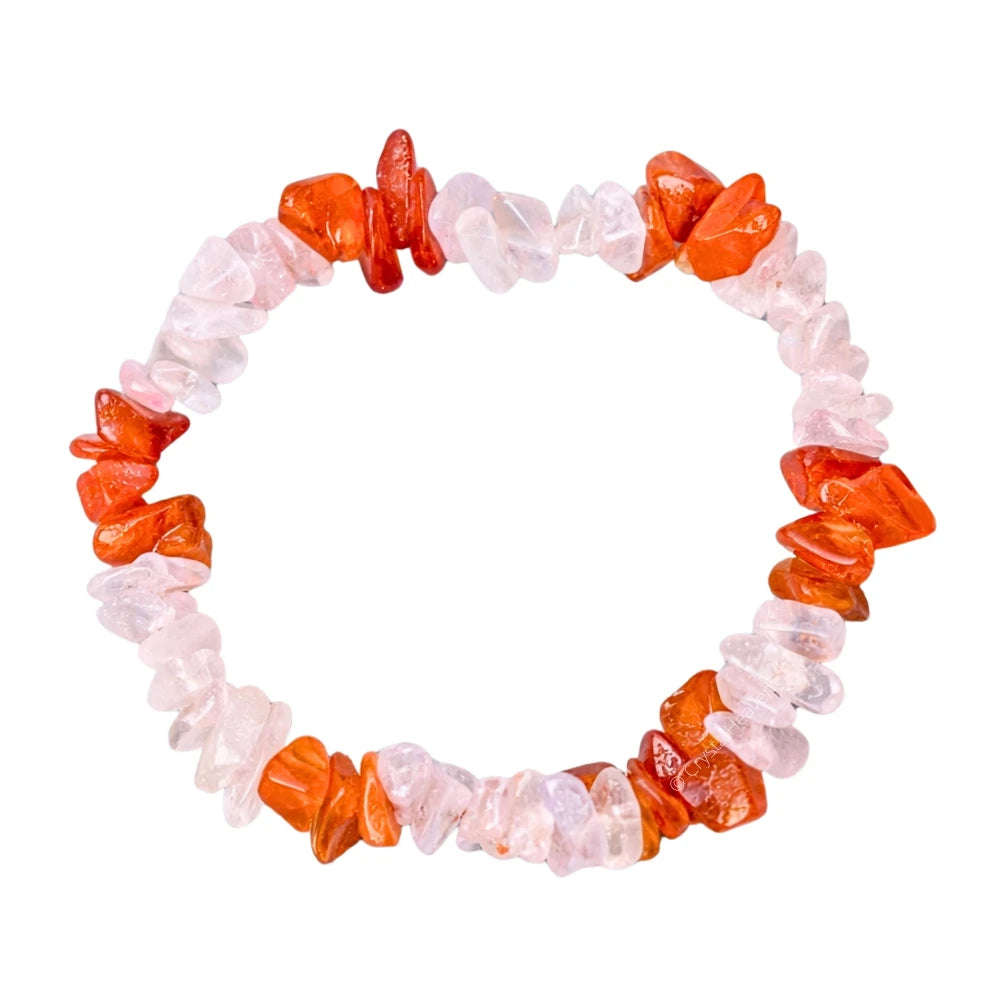 Rose Quartz & Carnelian Chips Bracelet