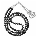 Black Tourmaline Crystal Tasbih (Silver)