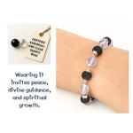 Faceted Sphatik Crystal and Karungali Bracelet (Silver Chain)