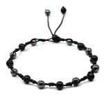 Anti Swelling Black Obsidian Hematite (1*1) Anklet (Hand Knotted)