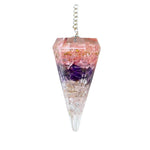 Rose Quartz Amethyst Clear Quartz (Layered) Crystal Orgone Pendulum