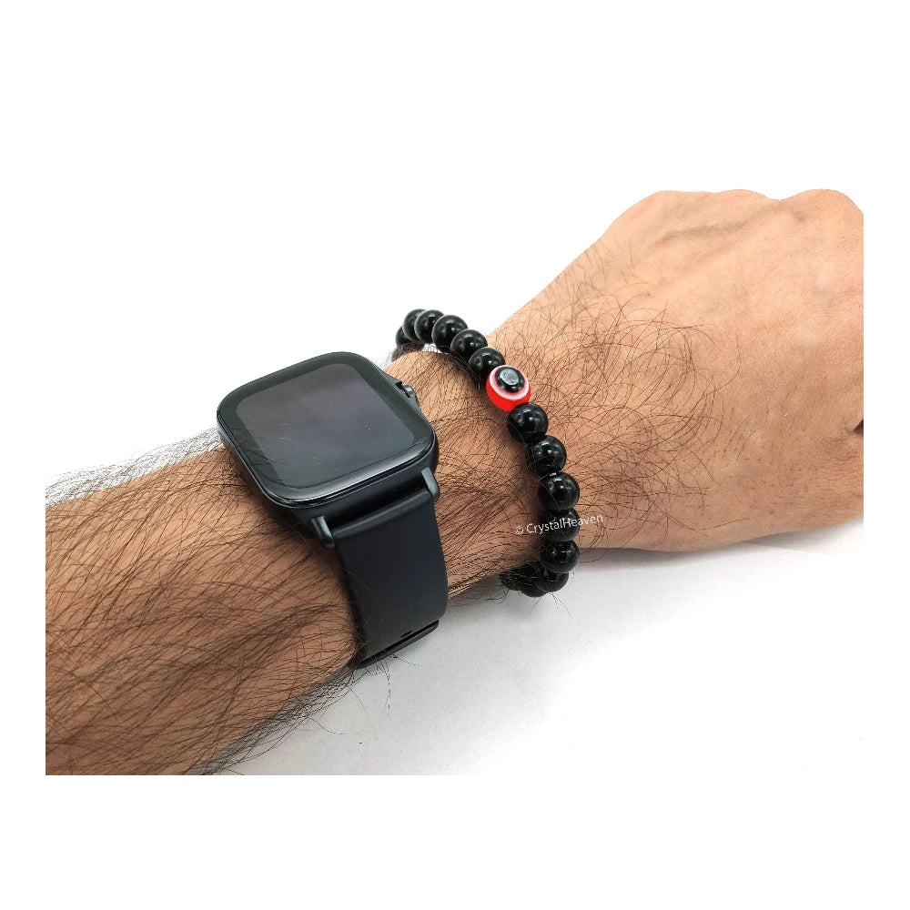 Red and Black Obsidian Evil Eye Bracelet