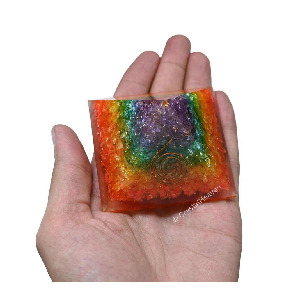 7 Chakra Onyx Orgone Pyramid (Copper Coil)